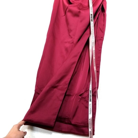 NWT House of CB Flora Wine Satin Pleated Corset Bustier Midi Dress Small Prom - Picture 8 of 12